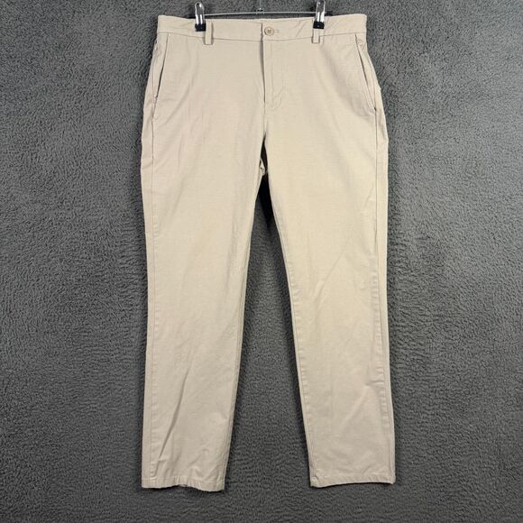 Vineyard Vines Pants Mens 32x32 Beige Tan On The Go Performance Slim Fit Stretch - Picture 1 of 14